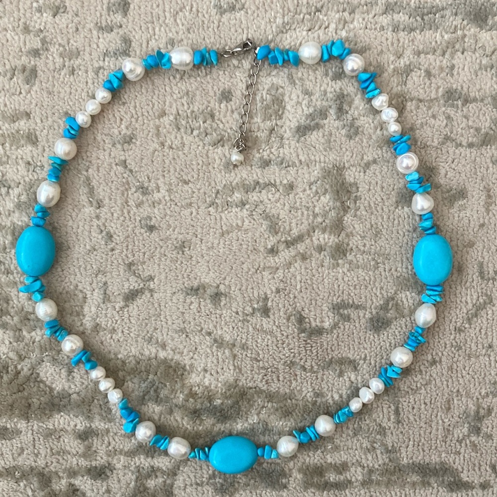 19” Pearl & Turquoise Necklace